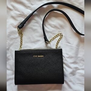 Steve Madden Black with Gold Crossover Purse